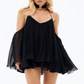 Wholesale Women's Halter Mini Dress – Off-Shoulder Chiffon-Style High-Waist