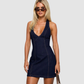 Wholesale Women's Denim-Style Tie-Front Mini Dress – Sleeveless High-Waist