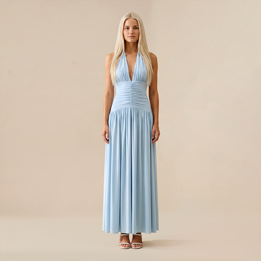 Casual Everyday Mini Sheath Polyester Chic Halter Neck Solid Sleeveless Dress - MYTHSIS