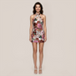 Date Night Mini Bodycon Sequin Glam Halter Neck Floral Embroidery Backless Dress - MYTHSIS