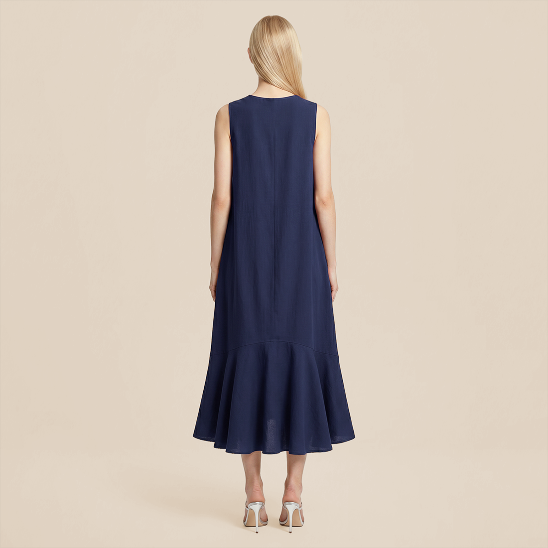 Casual Everyday Maxi A-Line Polyester Simple Deep V-Neck Asymmetric Dress - MYTHSIS
