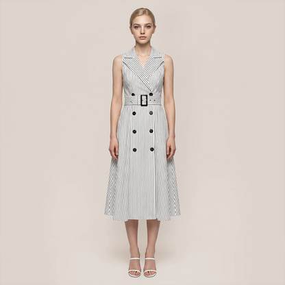 Work Office Midi A-Line Polyester Minimalist Dress - MYTHSIS