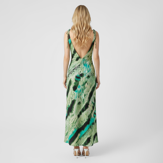 Vacation Maxi Bodycon Satin Elegant Ribbed Texture Dress - MYTHSIS