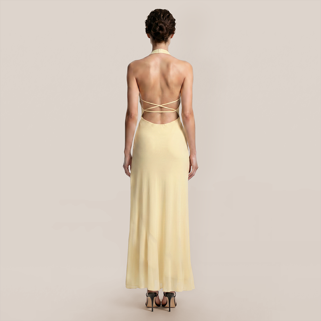 【Vacation】 Maxi Irregular Milk Silk Boho V-Neck Ruffle Backless Dress - MYTHSIS