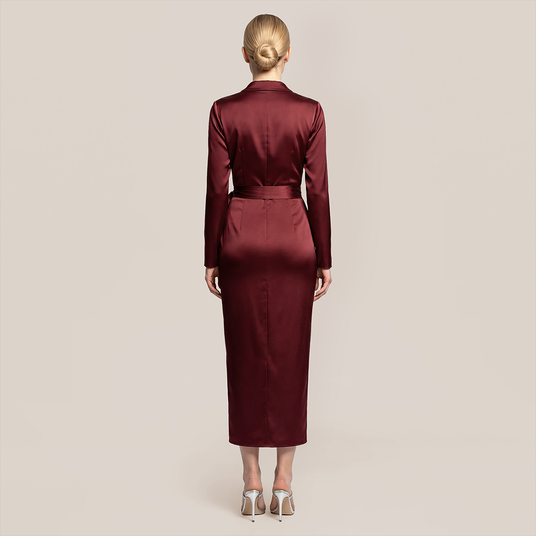 Work Office Maxi Wrap Chiffon Elegant V-Neck Dress - MYTHSIS
