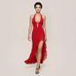 【Vacation】 Maxi Irregular Milk Silk Boho V-Neck Ruffle Backless Dress - MYTHSIS