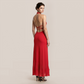 Vacation Maxi Irregular Polyester Sexy V-Neck Ruffle Open Back Dress - MYTHSIS
