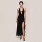 【Vacation】 Maxi Irregular Milk Silk Boho V-Neck Ruffle Backless Dress - MYTHSIS