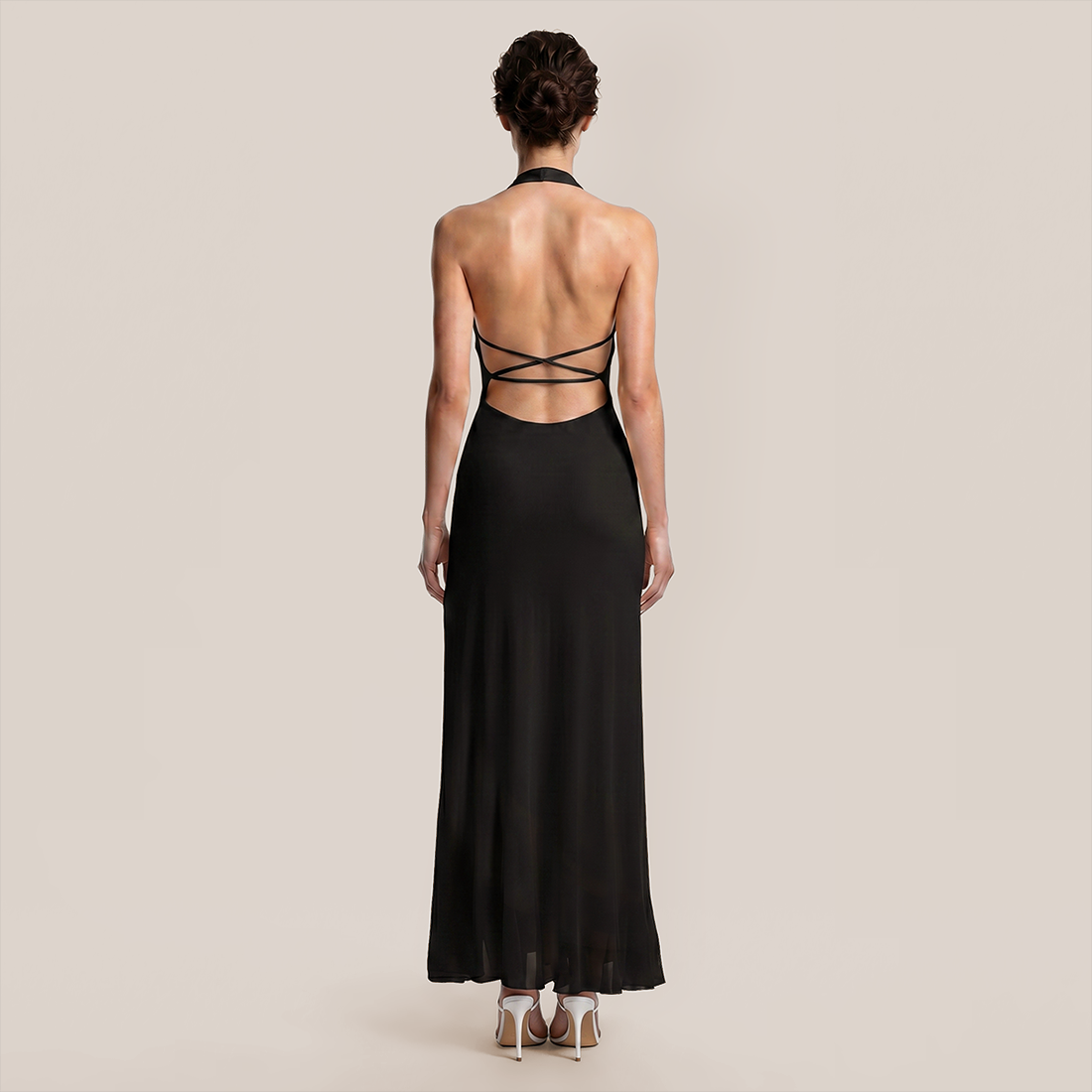 【Vacation】 Maxi Irregular Milk Silk Boho V-Neck Ruffle Backless Dress - MYTHSIS