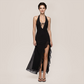 【Vacation】 Maxi Irregular Milk Silk Boho V-Neck Ruffle Backless Dress - MYTHSIS