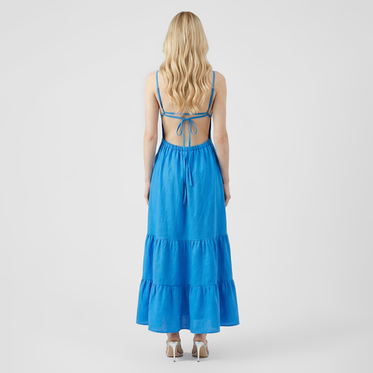 Sleeveless Backless Strappy Maxi Cake Dress - Summer Boho Chic