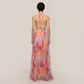 【Vacation】 Maxi Slip Polyester Boho V-Neck Color Block Print Dress - MYTHSIS