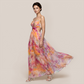 【Vacation】 Maxi Slip Polyester Boho V-Neck Color Block Print Dress - MYTHSIS