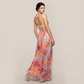 【Vacation】 Maxi Slip Polyester Boho V-Neck Color Block Print Dress - MYTHSIS