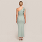 Vacation Maxi Bodycon Mesh 3D Flower One-Shoulder Elegant Dress - MYTHSIS