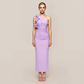 Vacation Maxi Bodycon Mesh 3D Flower One-Shoulder Elegant Dress - MYTHSIS