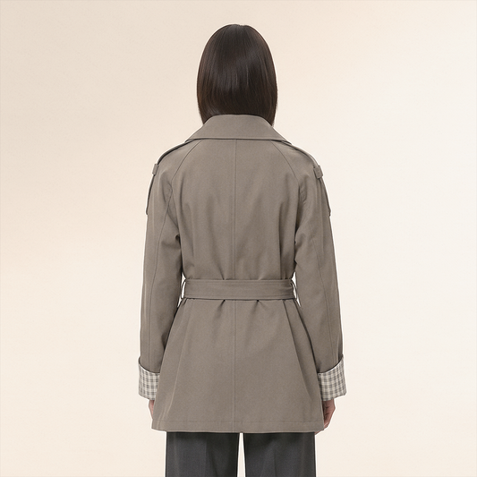Wholesale Women's Mid-Length Patchwork Trench Coat