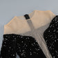 【Party & Event】 Midi Sheath Sequin Polyester Sexy V-Neck Feather Spliced Dress - MYTHSIS