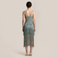 【Vacation】 Midi Sheath Polyester Sexy V-Neck Fringe Dress - MYTHSIS