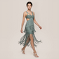 【Vacation】 Midi Sheath Polyester Sexy V-Neck Fringe Dress - MYTHSIS