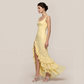 Vacation Maxi A-Line Lace Elegant Square Neck Ruffle Slit Dress - MYTHSIS
