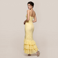 Vacation Maxi A-Line Lace Elegant Square Neck Ruffle Slit Dress - MYTHSIS