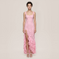 Vacation Maxi A-Line Lace Elegant Square Neck Ruffle Slit Dress - MYTHSIS