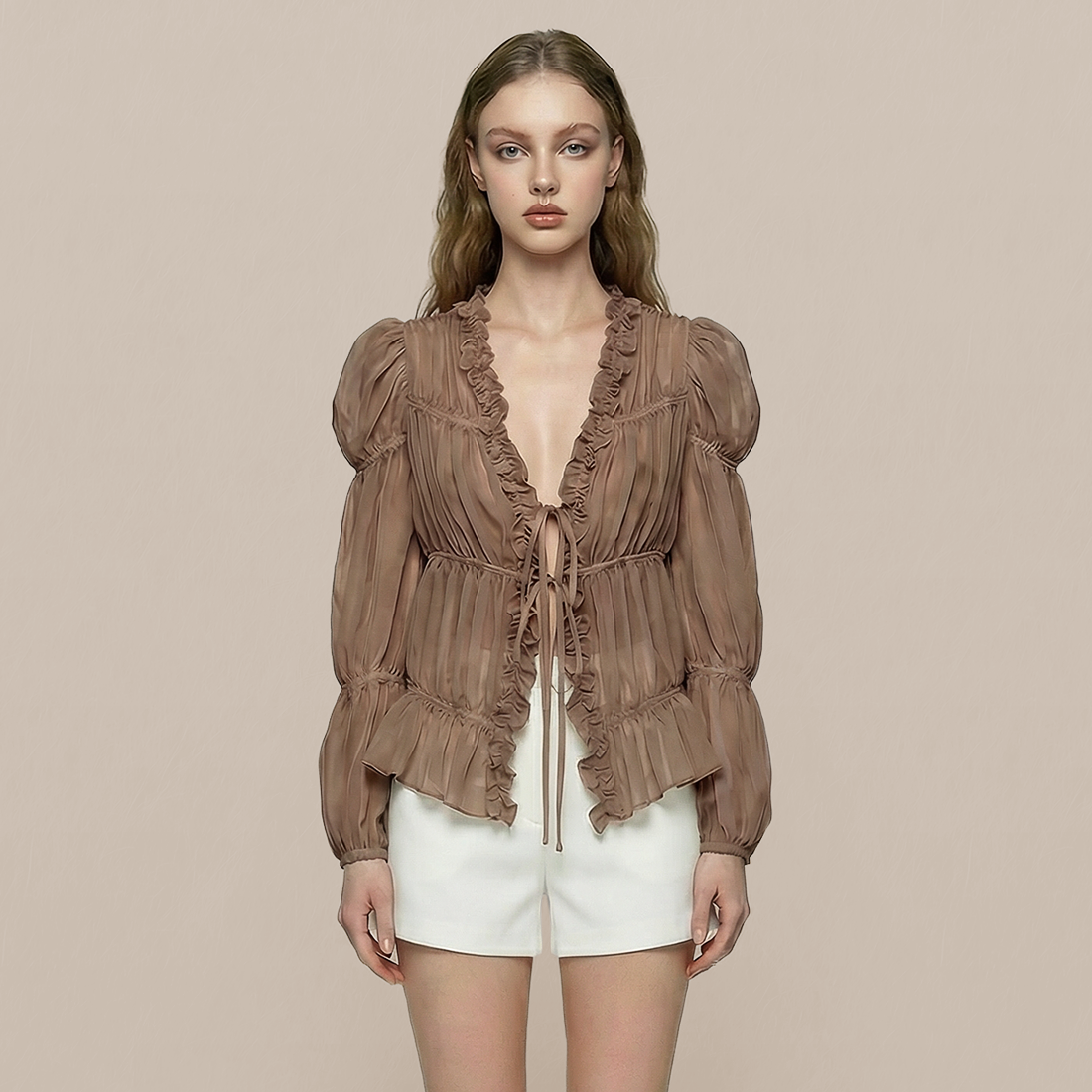 Work & Office Long Sleeve Polyester Elegant Top - MYTHSIS