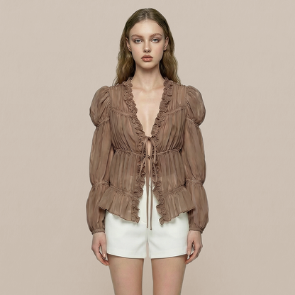 Work & Office Long Sleeve Polyester Elegant Top - MYTHSIS