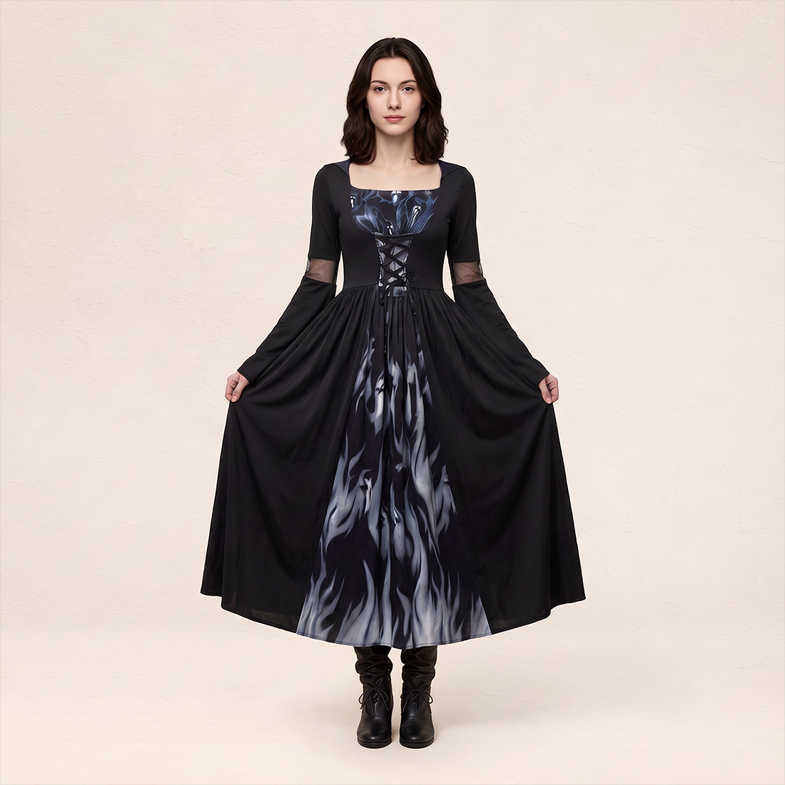 Wholesale Women's Witch Hooded Halloween Costume Long Dress
