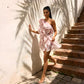 Wholesale Women's One-Shoulder Ruffle Mini Dress – Floral Pleated Bodycon