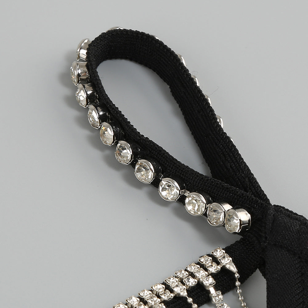 【Party & Event】 Midi Sheath Bandage British Strap Rhinestone Fringe Dress - MYTHSIS
