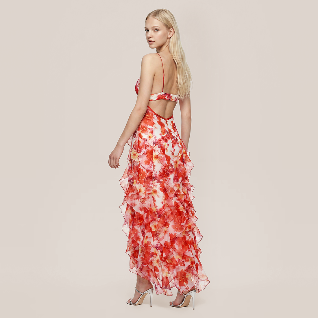 Wedding Guest Maxi A-Line Chiffon Floral Elegant Dress - MYTHSIS