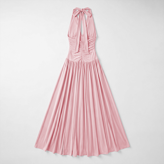 Casual Everyday Maxi A-Line Polyester Chic Halter Neck Solid Sleeveless Dress - Wholesale Dresses Low MOQ - MYTHSIS