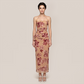 Vacation Maxi Slim Polyester Elegant Wrap Chest Floral Print Dress - MYTHSIS