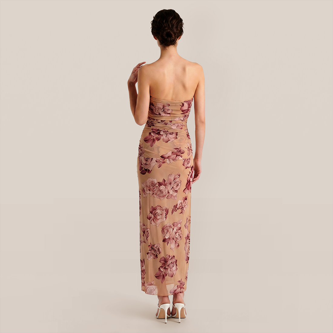 【Vacation】 Maxi Bodycon Sexy Strapless Floral Print 3D Flower Dress - MYTHSIS