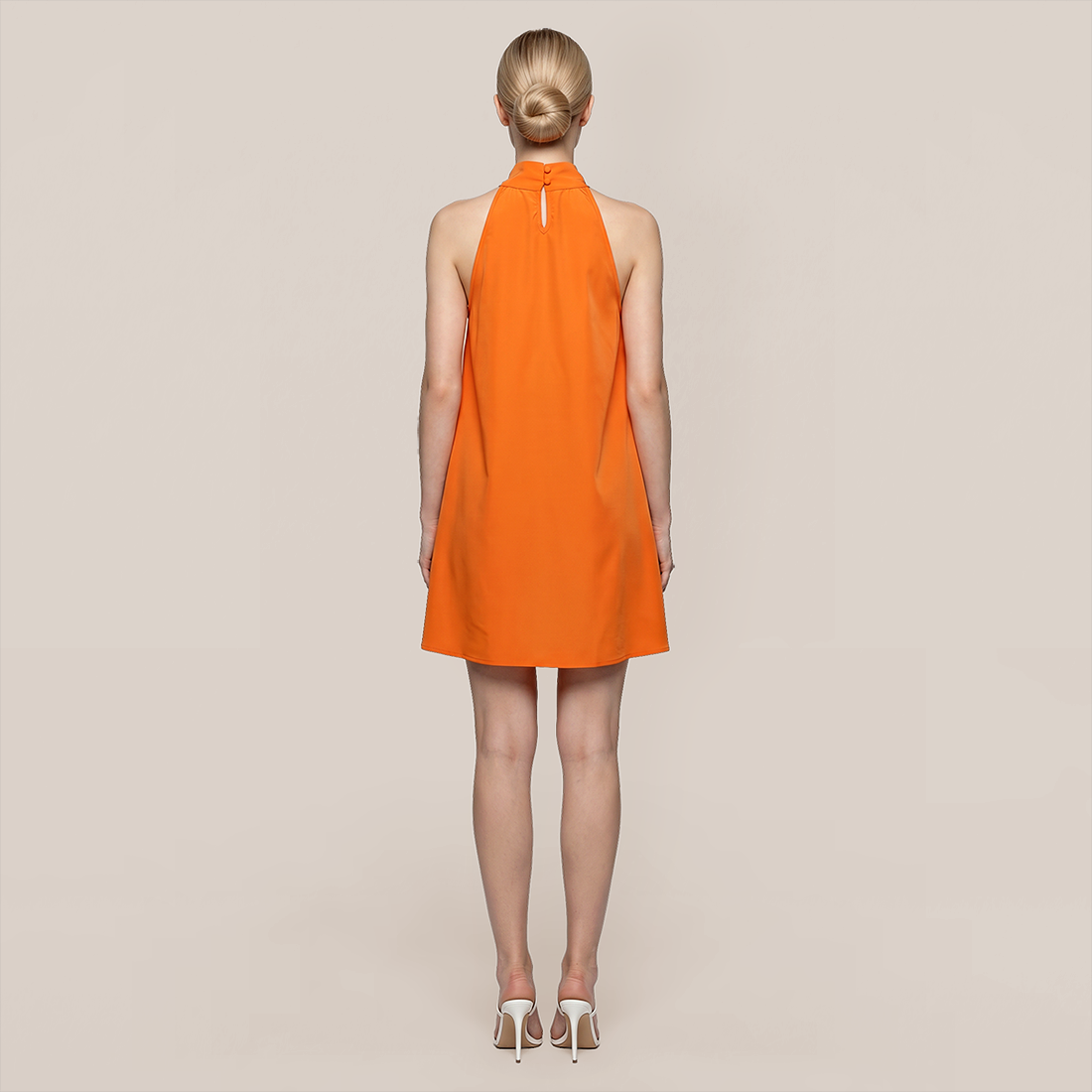 Casual Mini A-Line Polyester Simple Solid Color Halter Dress - MYTHSIS