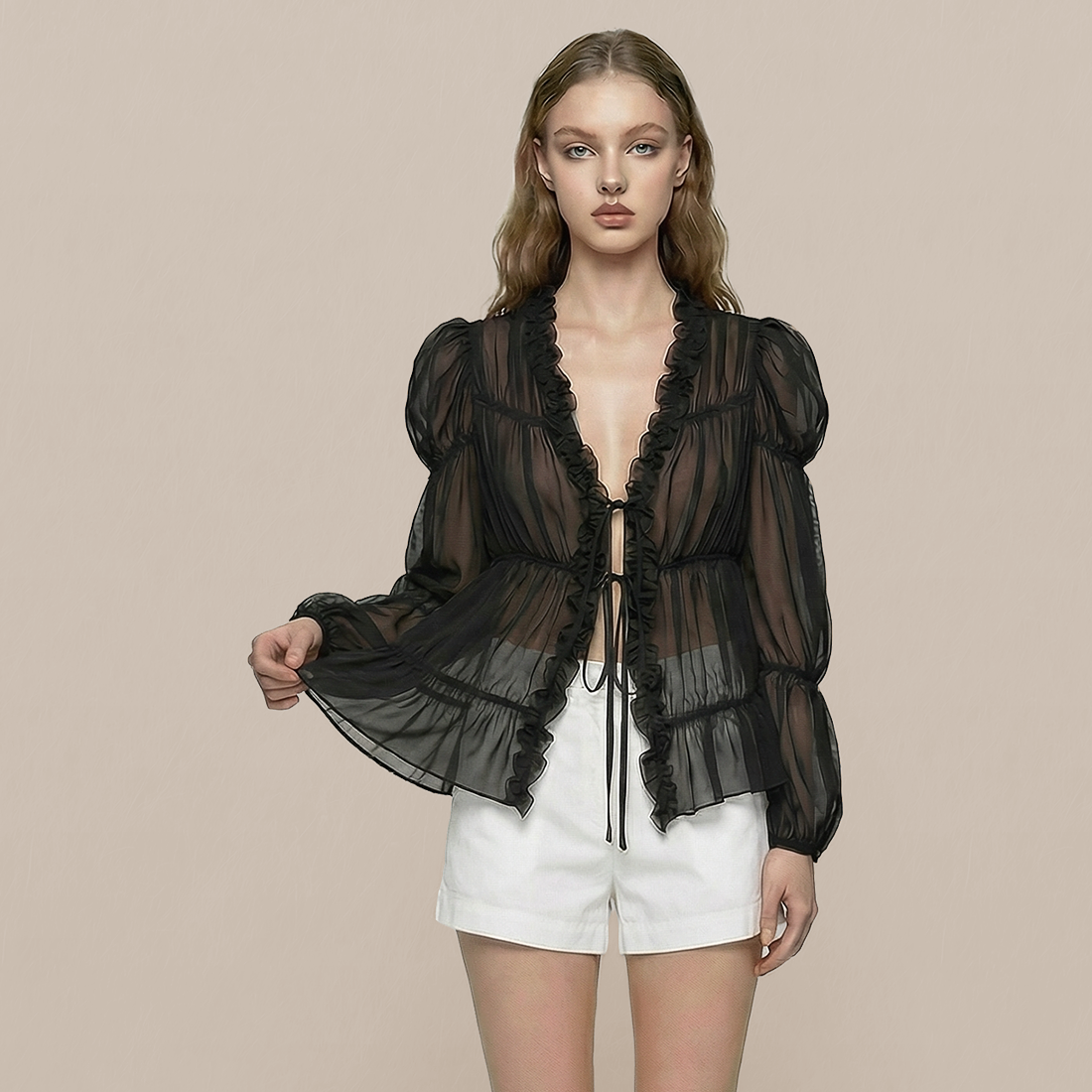 Work & Office Long Sleeve Polyester Elegant Top - MYTHSIS