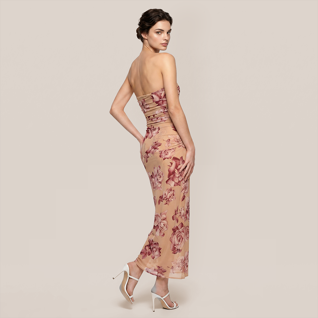 【Vacation】 Maxi Bodycon Sexy Strapless Floral Print 3D Flower Dress - MYTHSIS
