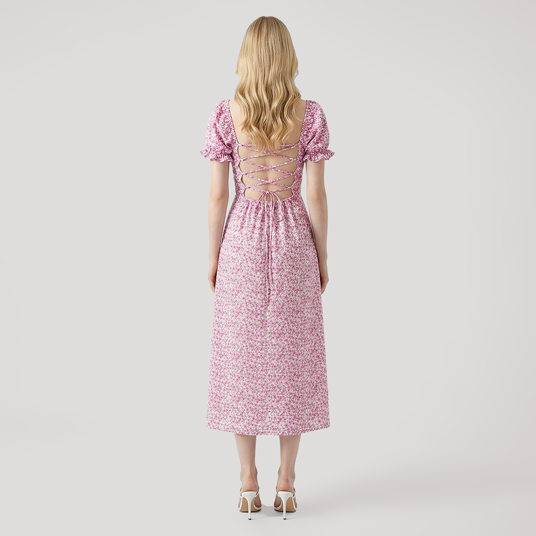 Vacation Midi A-Line Chiffon Romantic Floral Slit Dress - MYTHSIS
