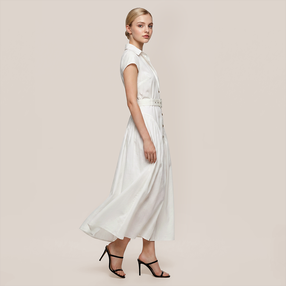 Casual Polyester Solid Color V-Neck Maxi A-Line Simple Dress - MYTHSIS