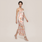 【Vacation】 Maxi Sheath Satin Sexy Straight Neck Floral Backless Dress - MYTHSIS