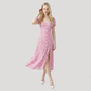 Vacation Midi A-Line Chiffon Romantic Floral Slit Dress - MYTHSIS