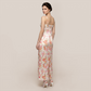【Vacation】 Maxi Sheath Satin Sexy Straight Neck Floral Backless Dress - MYTHSIS