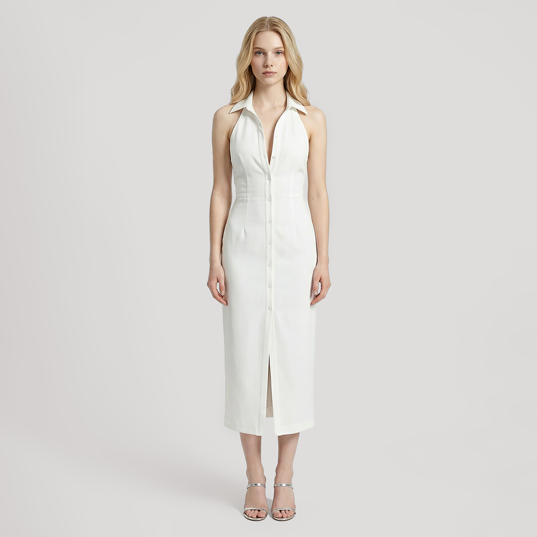 Work & Office Maxi Shift Polyester Minimalist Dress - MYTHSIS