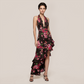【Vacation】 Midi Irregular Polyester Sexy Halter Neck Print Backless Dress - MYTHSIS