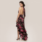 【Vacation】 Midi Irregular Polyester Sexy Halter Neck Print Backless Dress - MYTHSIS