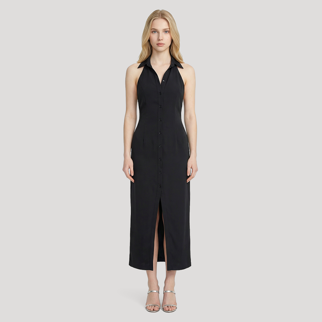 Work & Office Maxi Shift Polyester Minimalist Dress - MYTHSIS