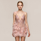Party & Event Mini Bodycon Satin Feather Trim Fringe Flowy Dress - MYTHSIS