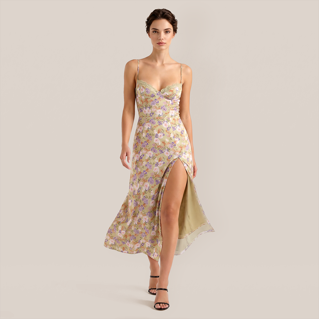 【Vacation】 Midi Sheath Polyester Boho Strapless Floral Backless Dress - MYTHSIS